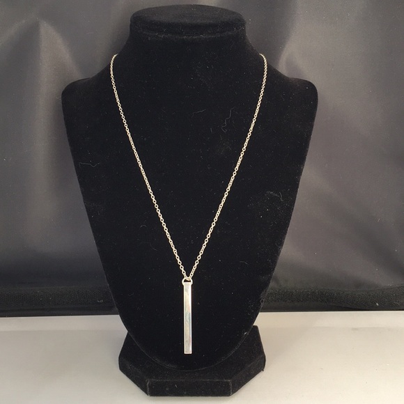New! Silver Bar Drop Necklace - Picture 2 of 5